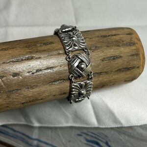 Brighton Sonora Motif Bracelet Chunky Link Silver Plated 7"